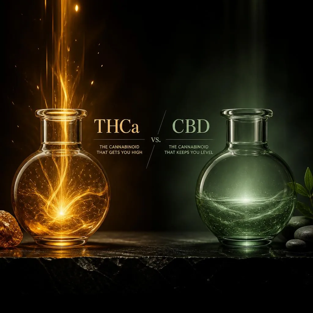 THCa vs CBD compared — the cannabinoid that gets you high vs the one that keeps you level