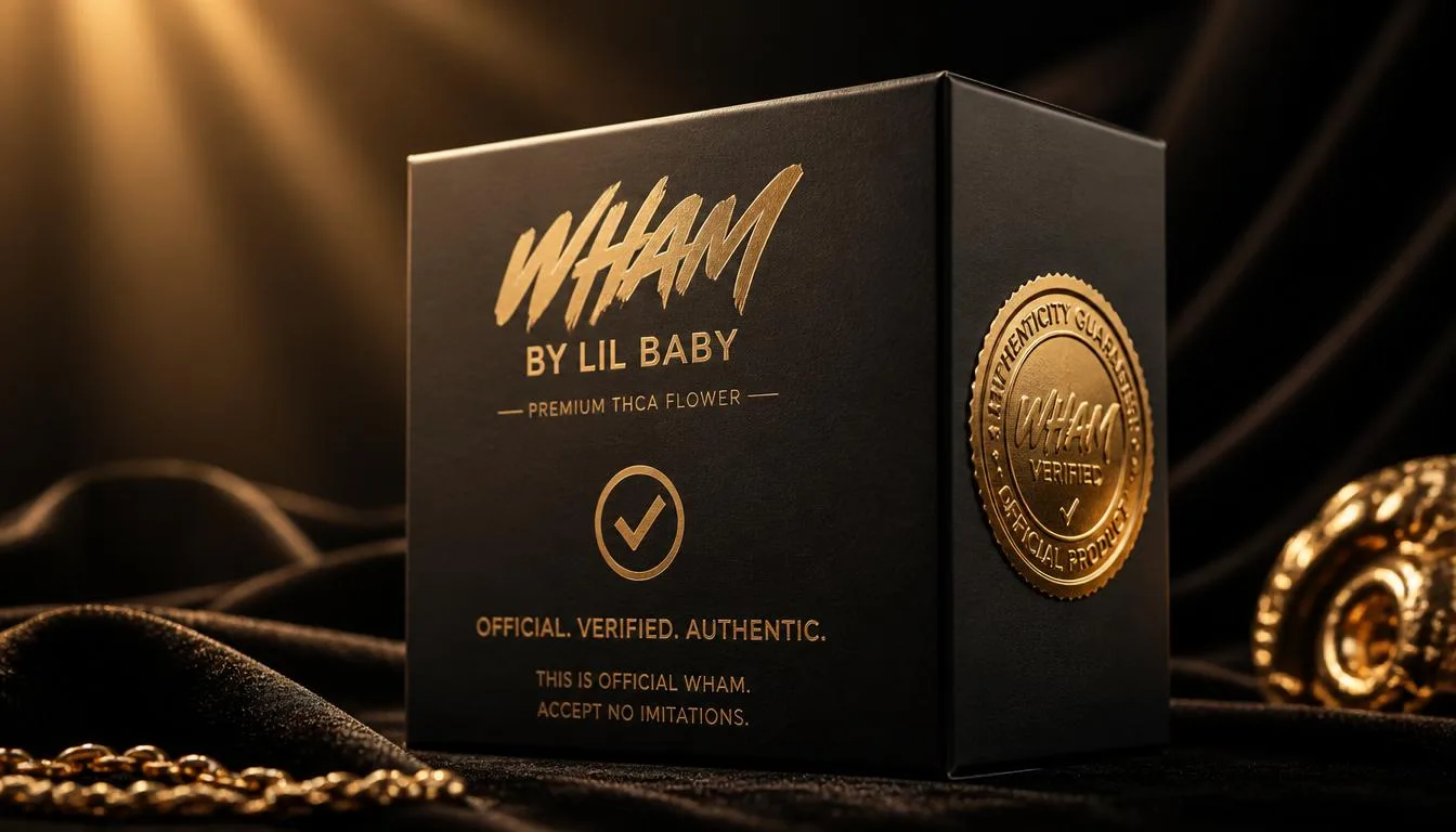 WHAM by Lil Baby official product box with a gold verified authenticity seal — the official THCa brand